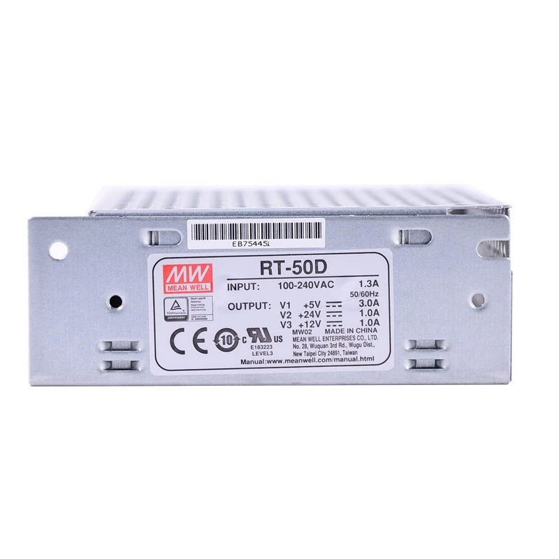 Mean well RT-50D Enclosed Type 50W 5V 24V 12V High efficiency Triple Output ac to dc Switching Power Supply