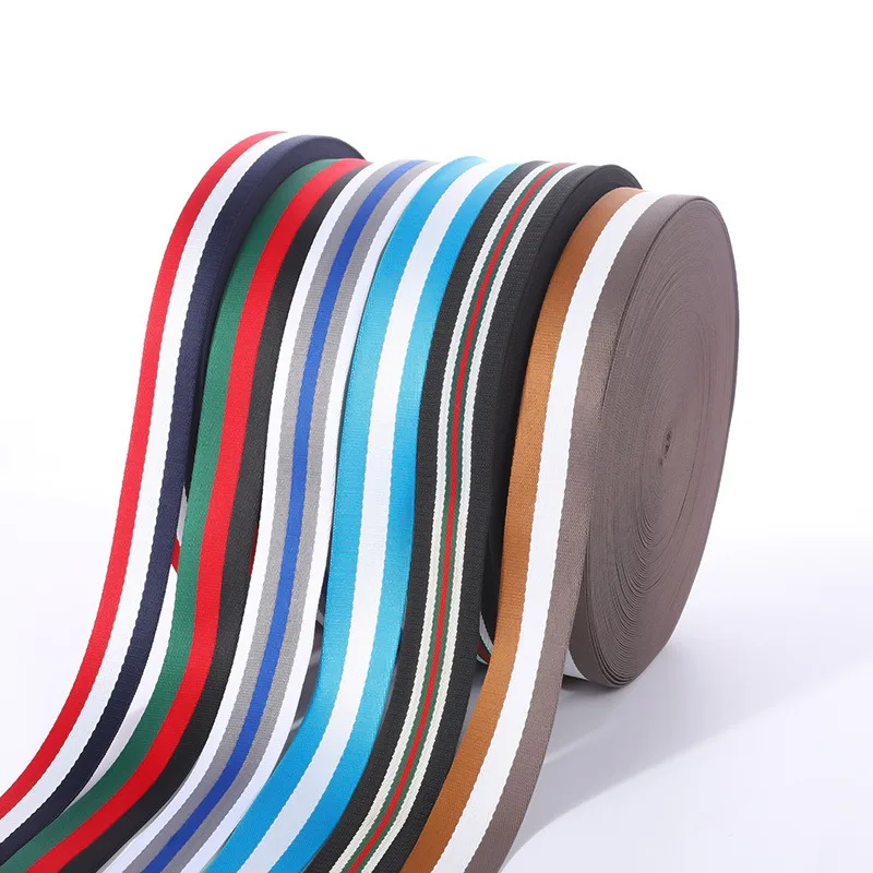 Manufacturer Wholesale Mixed Colorful Jacquard Polyester Intercolor Webbing for Strap Cloth Luggage Strap Backpack Seat Belt