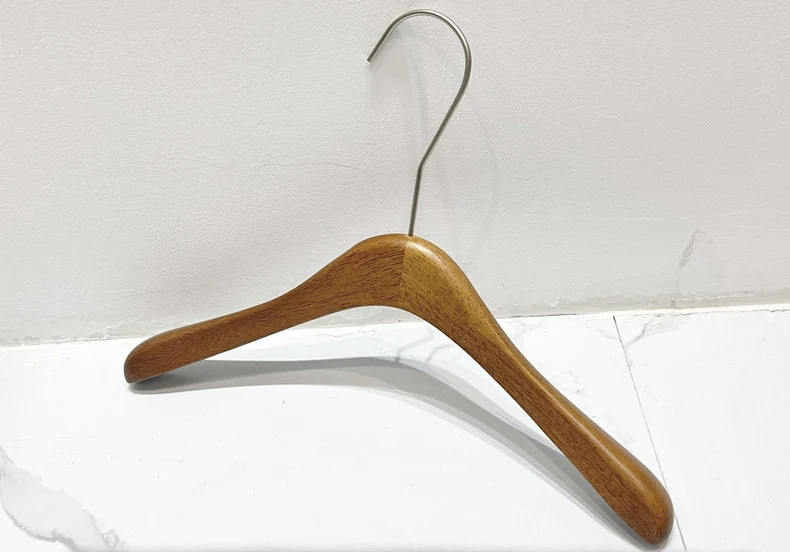 Free Custom Logo Luxury Cloth Hanger Wood Clip Hanger Skirt Trouser Boutique Wooden Walnut Clothes Hanger with Clip