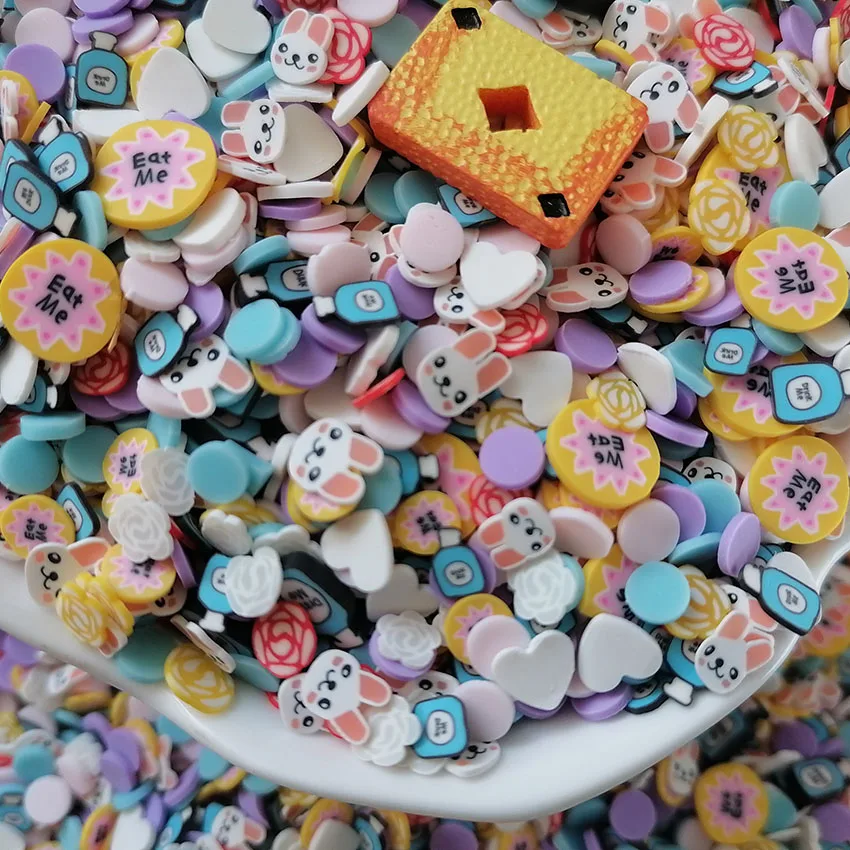 1kg DIY Craft Slime Sprinkles Playing Cards Poker Bread Drink Bottle Rose Flower Mix Polymer Clay Sprinkles Slices