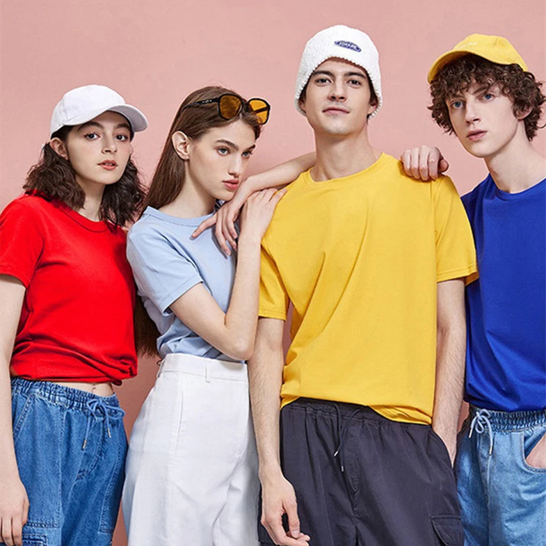 Unisex Custom Logo T Shirt Printing Blank T-shirt Ready to Ship 100% Combed Cotton Casual Knitted Plain Dyed Solid Pattern 10pcs