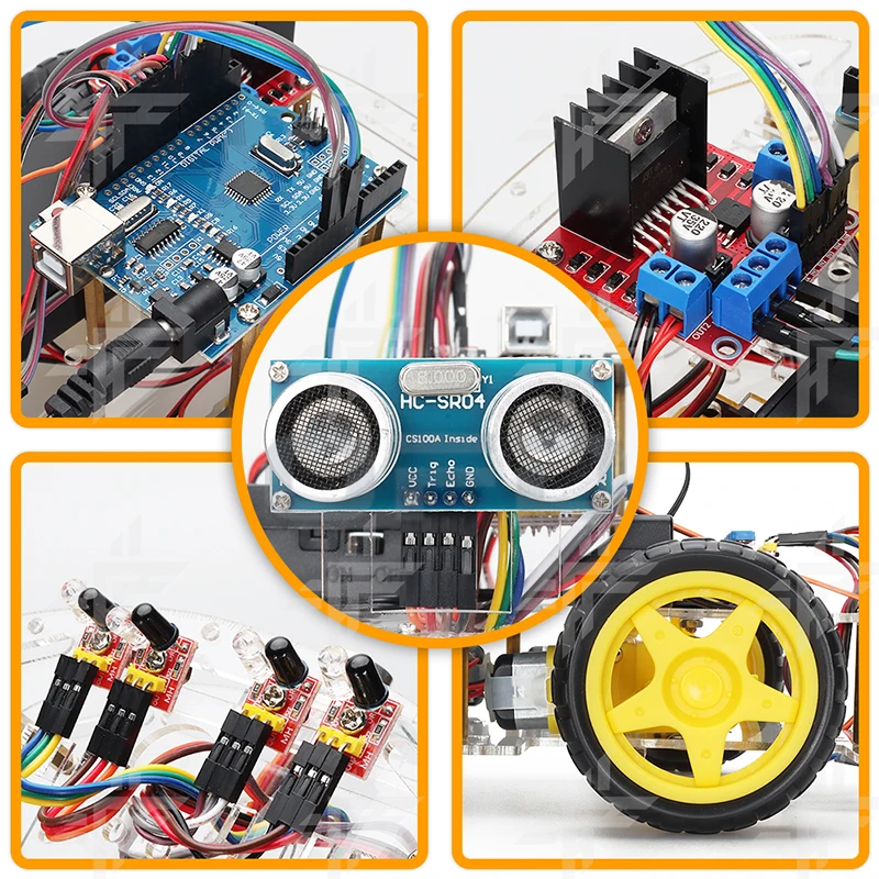 4WD Obstacle Avoidance Robotics Starter Kit Smart Robot Car Kit Robotics Training Kit Compatible with Arduino