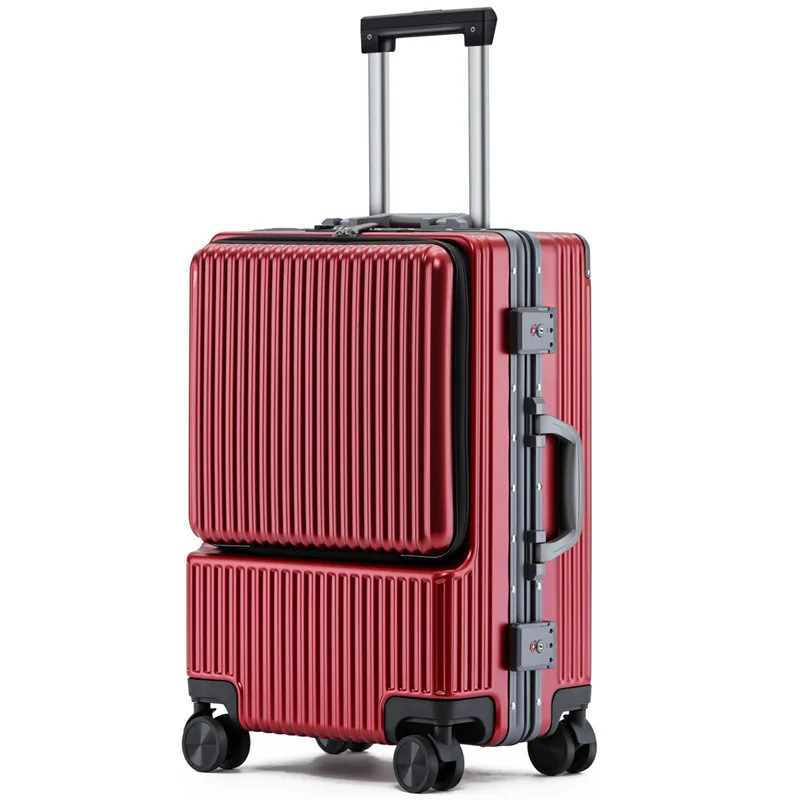 New Arrivals Pc Luggage With Side Pockets 20/22/24/26/29 Inch Side Open Trolley Travel Boarding Case