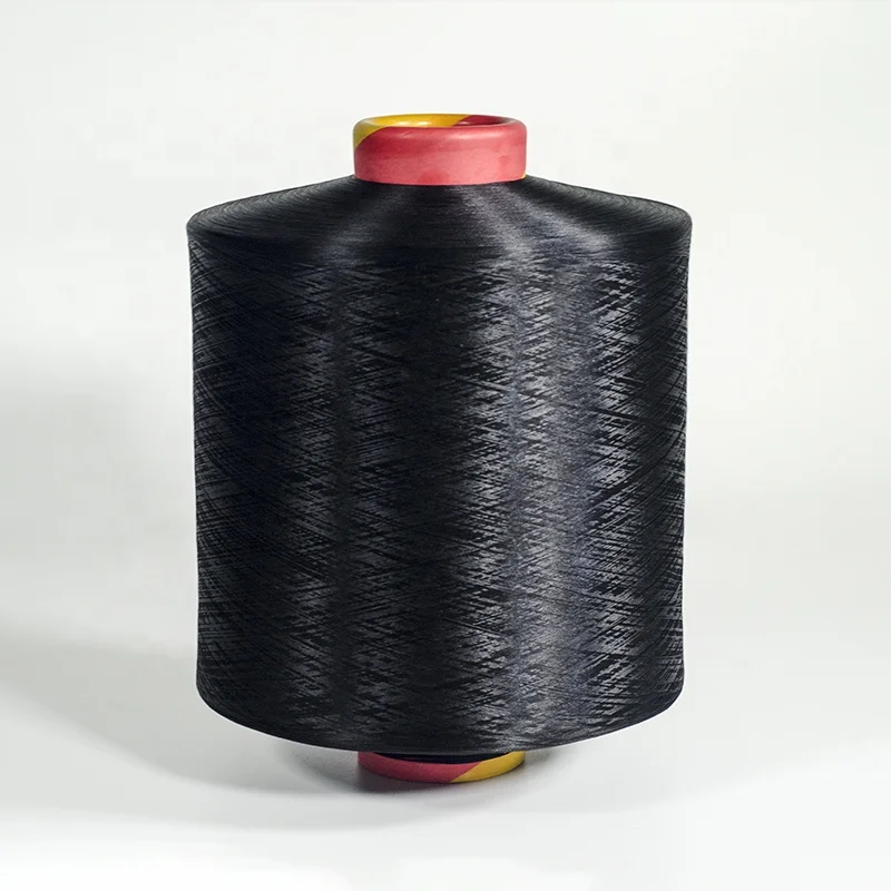 China knitting yarns Cone Dope Dyed DTY Black Polyester yarn 150D 300D SD DDB