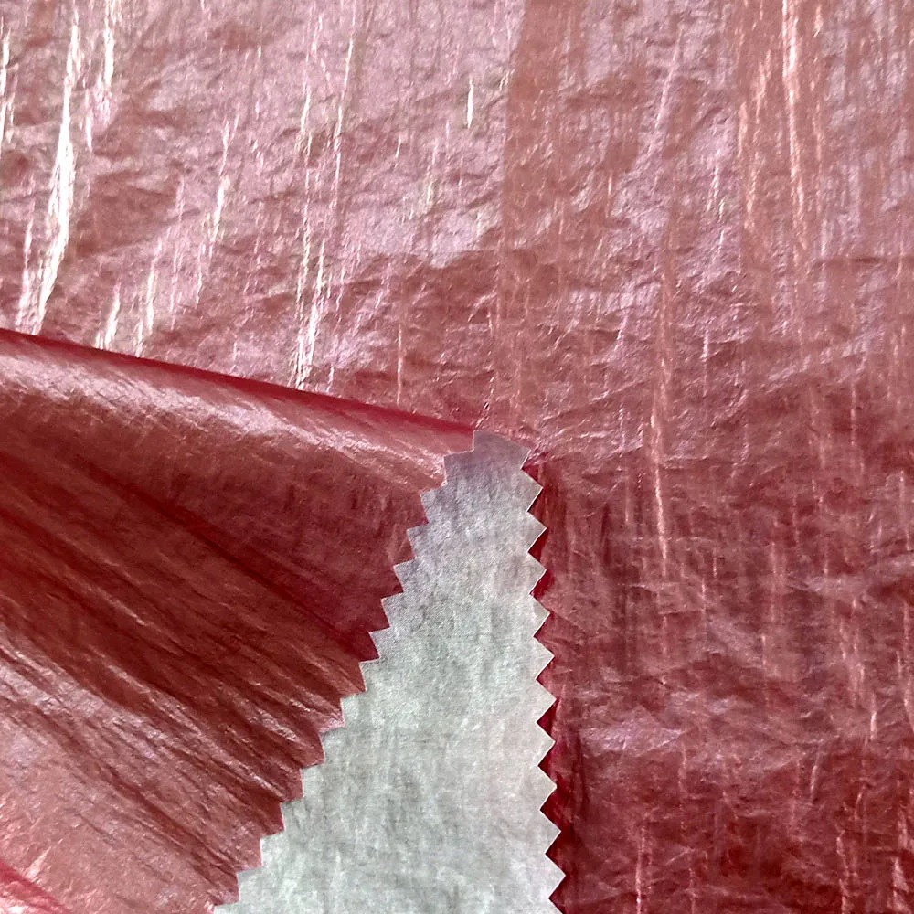 2020 Trendy Down Jacket Fabric 380T Wrinkle Nylon With Release PU Film Transfer Coated/Foil
