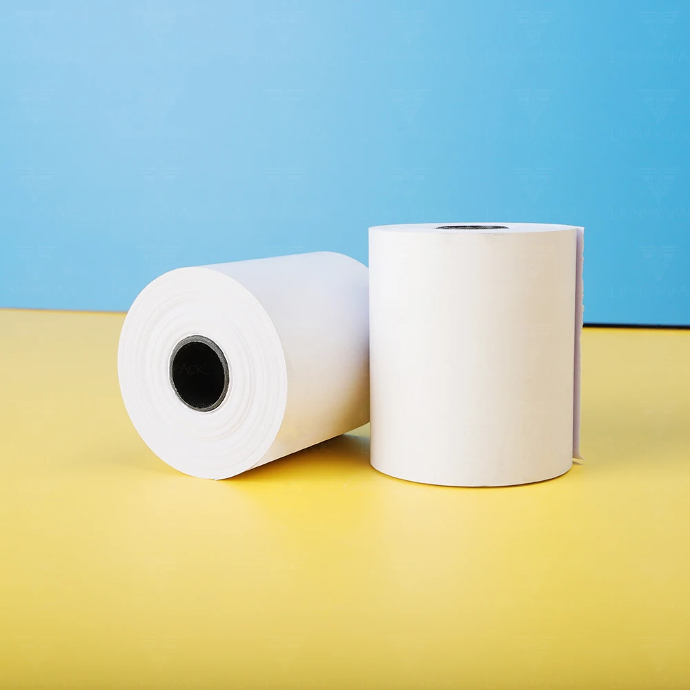 Бесплатный образец 48gsm 52gsm 55gsm 58gsm 65gsm 57x40 мм термобумага премиум качества ATM до рулона Заводская дешевая кассовая бумага
