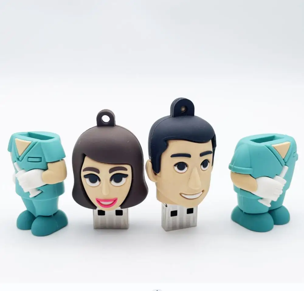 Hospital doctor-shaped USB flash drive memory stick with Custom PVC USB 8gb 16gb 32gb 64gb nurseusb pen drive doctor hot selling