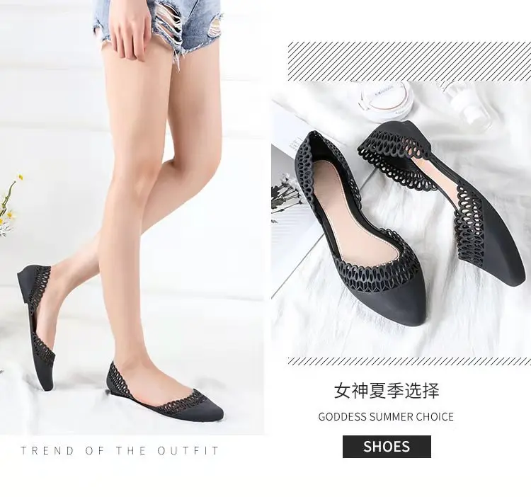 
flat sole bow jelly shoes women 