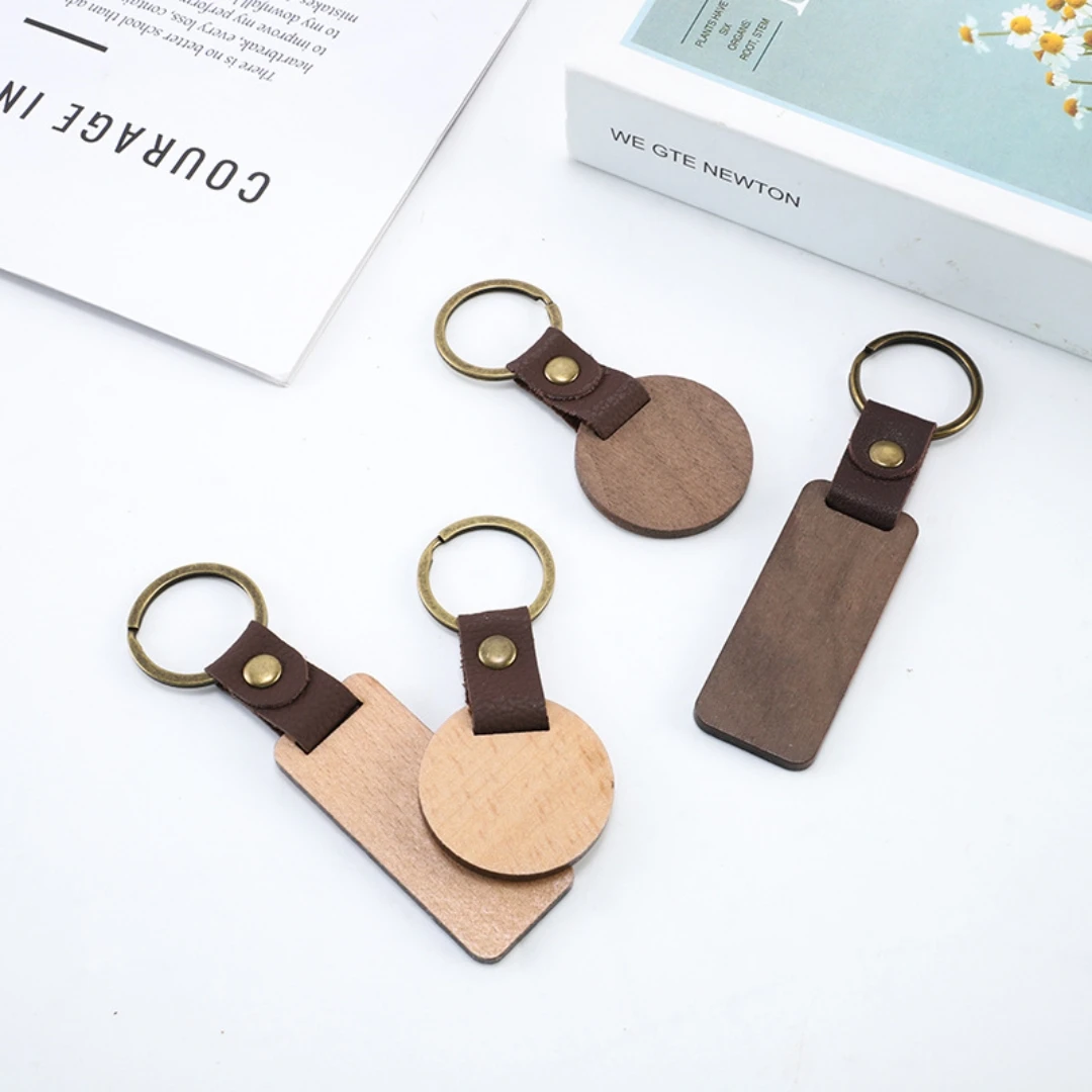 Qiuhan Wooden Keychain Blank Wood Keychains For Personalized DIY Crafts For DIY Key Chains, Christmas