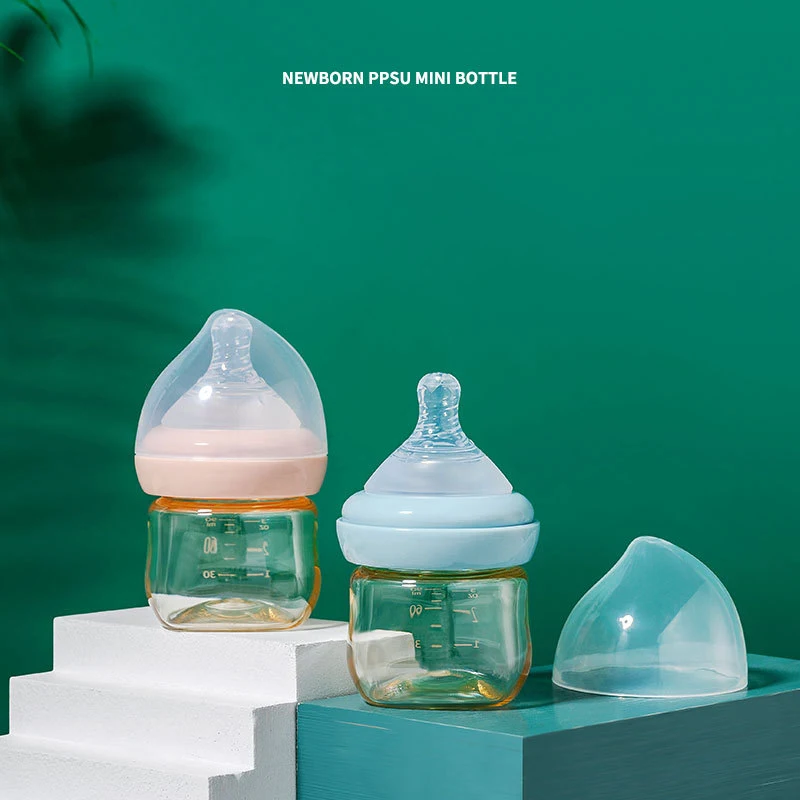 Manufacturer 90mlppsu Newborn Bottle Bpa-free Baby Products Elastic Silicone Nipple Feeding Baby Bottle Custom Logo Eco-friendly