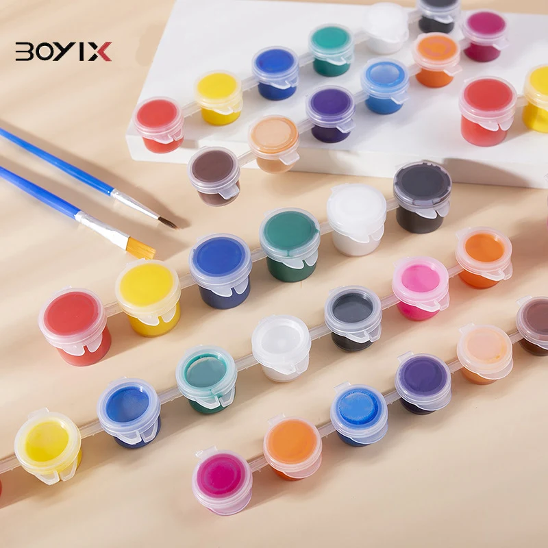 Bo Yi Xuan Hot Selling Paint Pots 2ml 3ml  5ml With 6/12  Colors Acrylic Paint Set For Painting