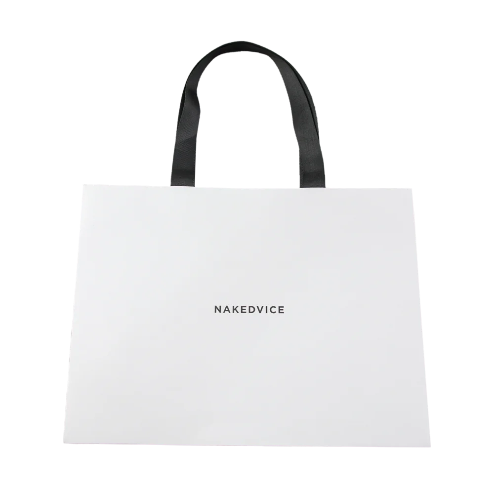 Luxury Shopping Packaging Bag With Ribbon Handle Boutique Customized Printed Euro Paper Gift Bags With Custom Logo