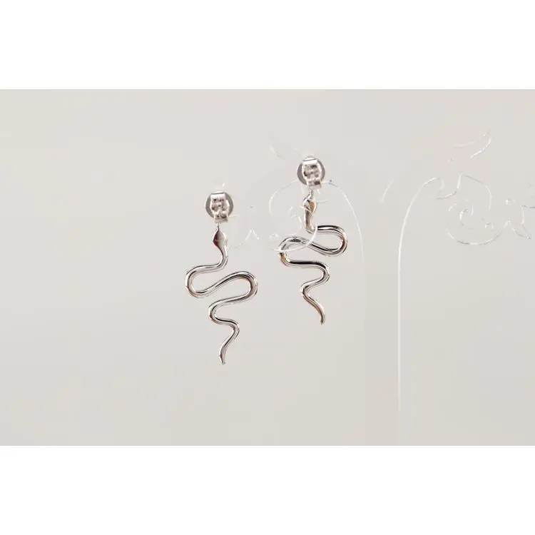 Online Shopping New Trendy Silver Jewelry 925 Silver Blue Crystal Snake Earrings For Anniversary Gift