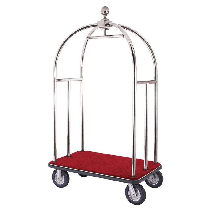 Hotel Lobby Stainless Steel Bellman Trolley Baggage Luggage Cart
