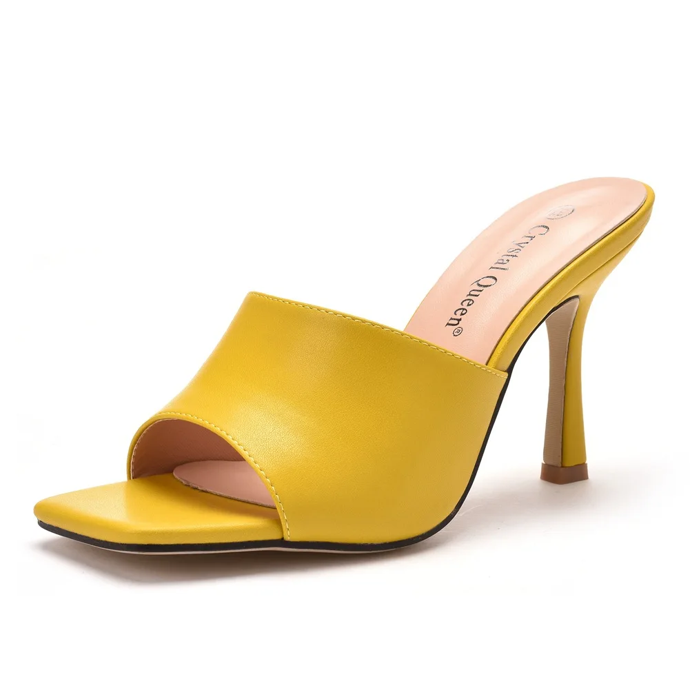 Square Toe Outer Wear Flip Flops Heeled Women Shoes Triangle Wedges Sandals Thick Summer Sandals Open Toe High Heel Slippers