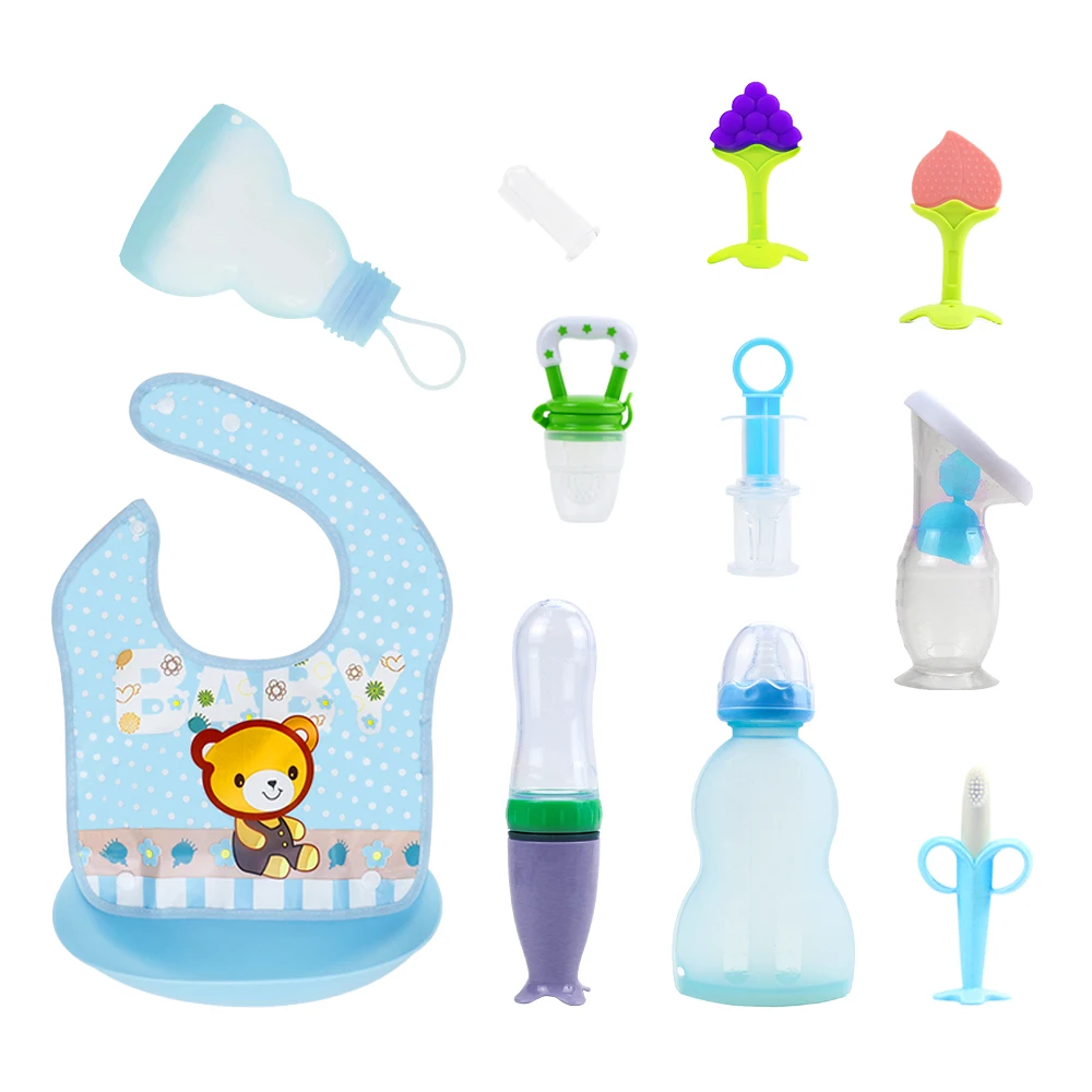 Custom 11 Pcs Breast Pump Cartoon Wholesale Kids Bottle Amazon Top Seller Children Bpa Free Silicone Baby Feeding Set