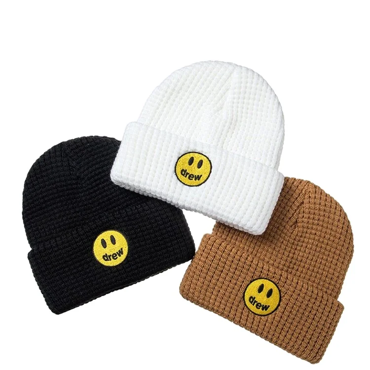 Wholesale Unisex Custom Beanies Plain Warm Knitted Winter Hats Logo Beanie Embroidery Beanie Hat