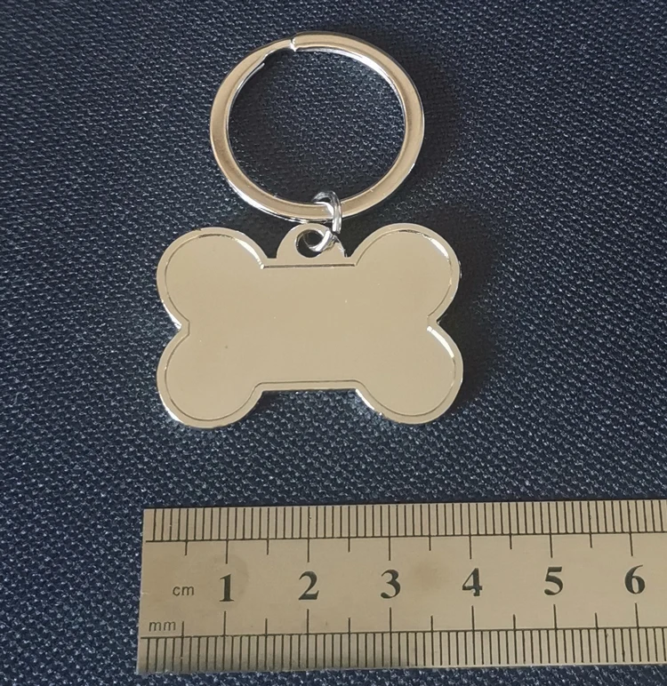 Double sided printing zinc alloy Pendant Blank Keychain Metal Bone Sublimation Dog tag keychain