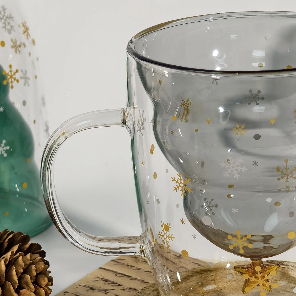 2024 Transparent Double Wall Thermal Glass Cup without Handle Cute Design Style Beer Shape for Coffee and Drinks