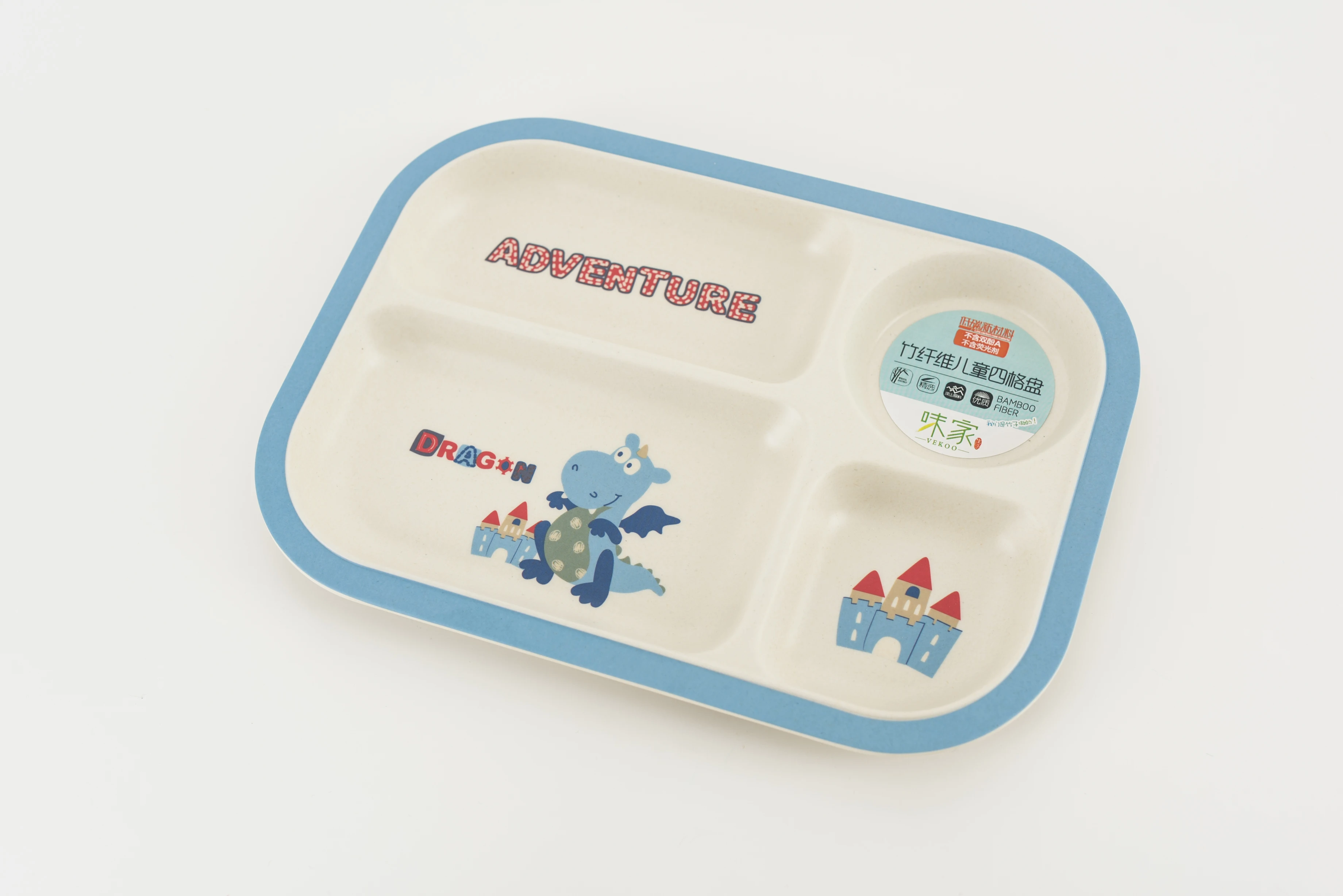 bamboo fiber children plate serving dinner plate with cartoon design