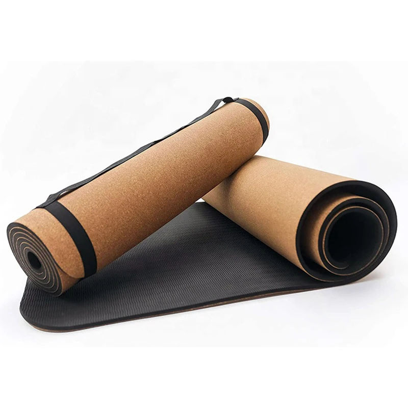 Buy Cork TPE Yoga Mat Premium Eco Friendly GYM Fitness Cork Mat With Carry Strap No Logo 1830*610*3mm/4mm/5mm/6mm/7mm/8mm