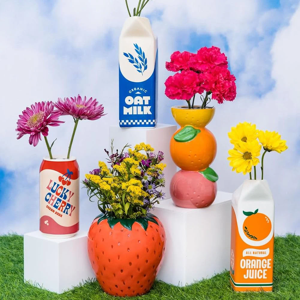 Decorative Ceramic Flower Vase for Centerpiece Lemon Grapefruit and Orange Vase Unique Fruit Vase for Home Decor