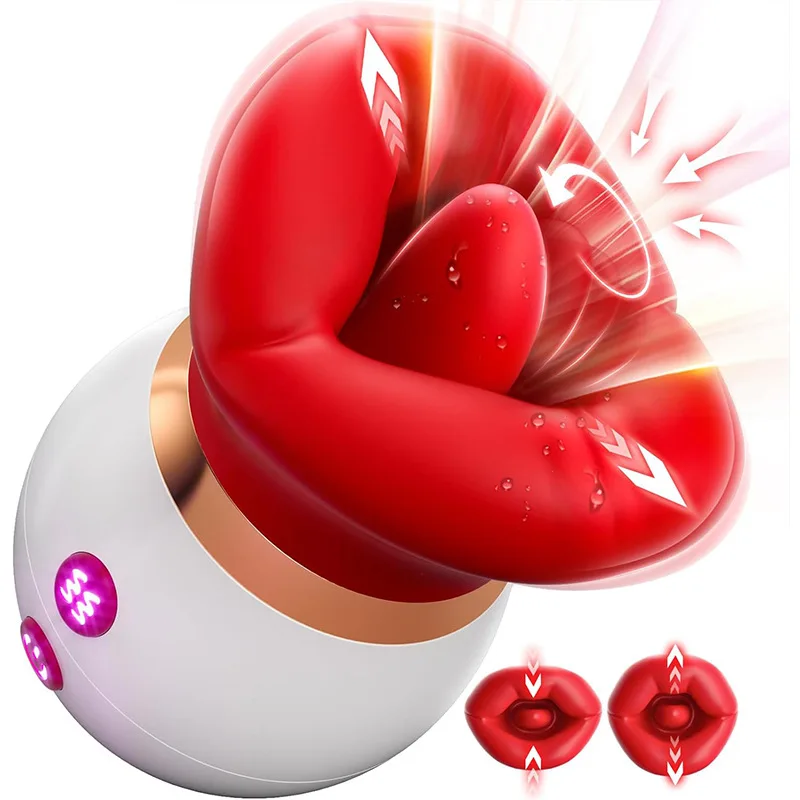 3 IN 1Mouth-Shaped Sucking Vibrator 10 Tongue Licking 3 Sucking Nipples Anal Clit Sucker Couples Sex Toys