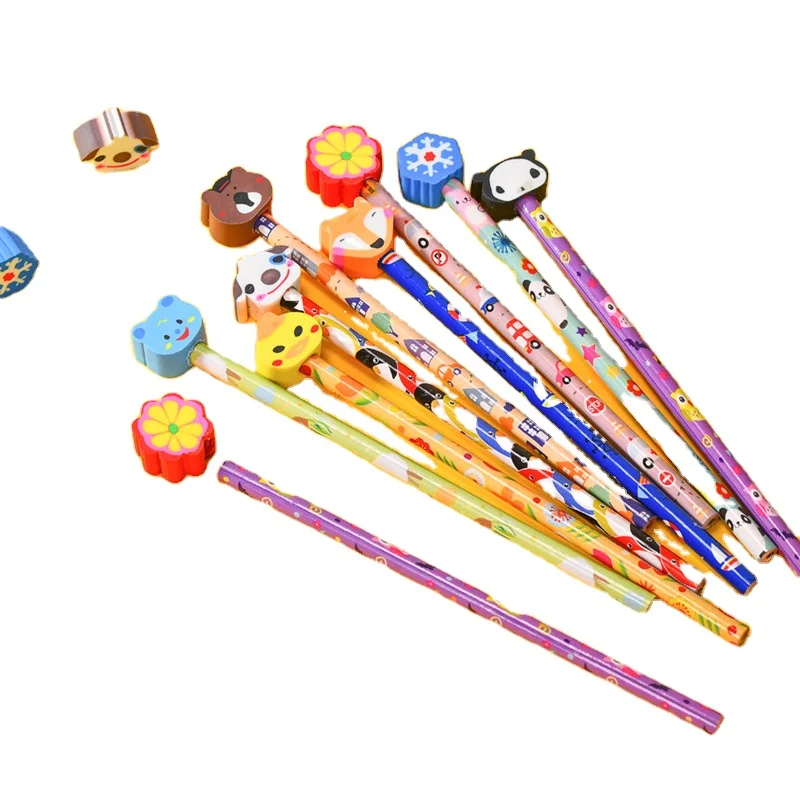 Hot Sale Handmade Wooden Pencil cute Cartoon Pencils Creative Trend Stationery Children Student standard  Pencil