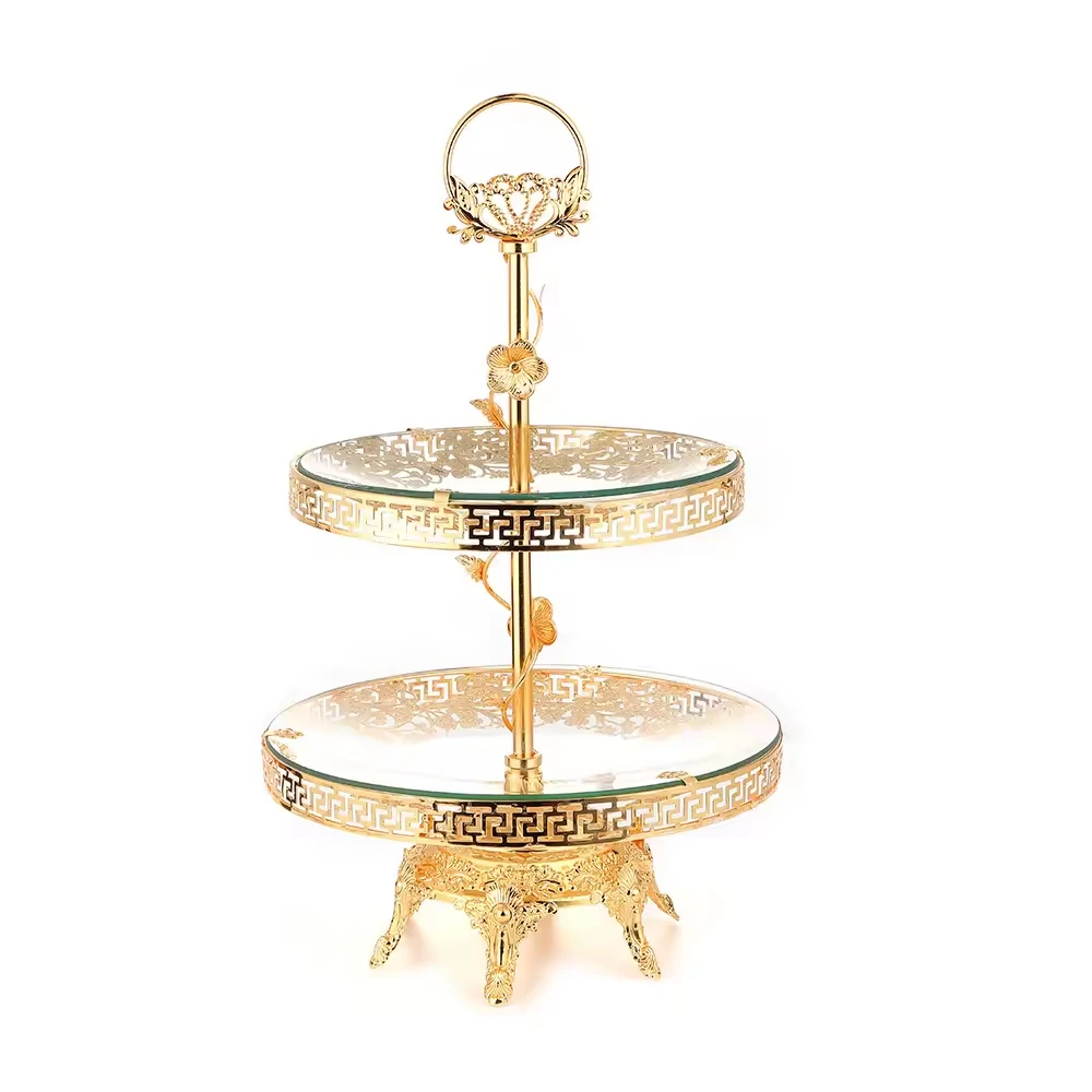 Golden Classical Light Luxury Multi-layer Fruit Tray Business Hall Snacks Dried Fruit Tray Exquisite Design Crafts