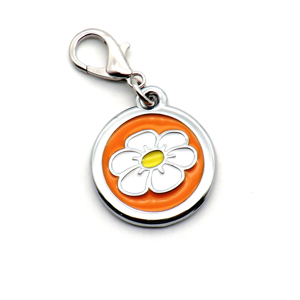 Bulk sale machine laser engraved 25mm round flower name tags for dog