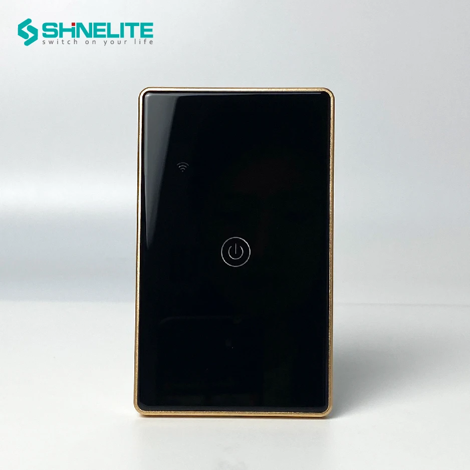 2022 новый дизайн Золотая оправа, вилка стандарта США Alexa Wi-Fi настенный выключатель света система управления 1 Gang умный переключатель