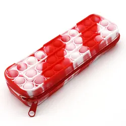 Cute cartoon fidget silicone bubble pencil bag kids school large pop it pencil case