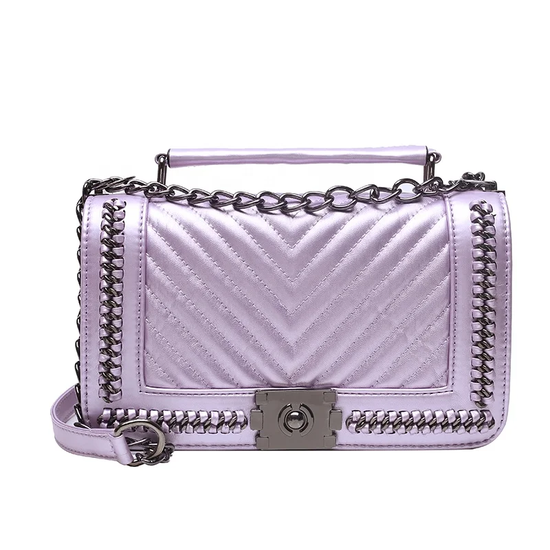 Оптовая торговля Лавандовые Модные женские дизайнерские pu женские сумки на цепочке роскошные сумки на плечо для женщин