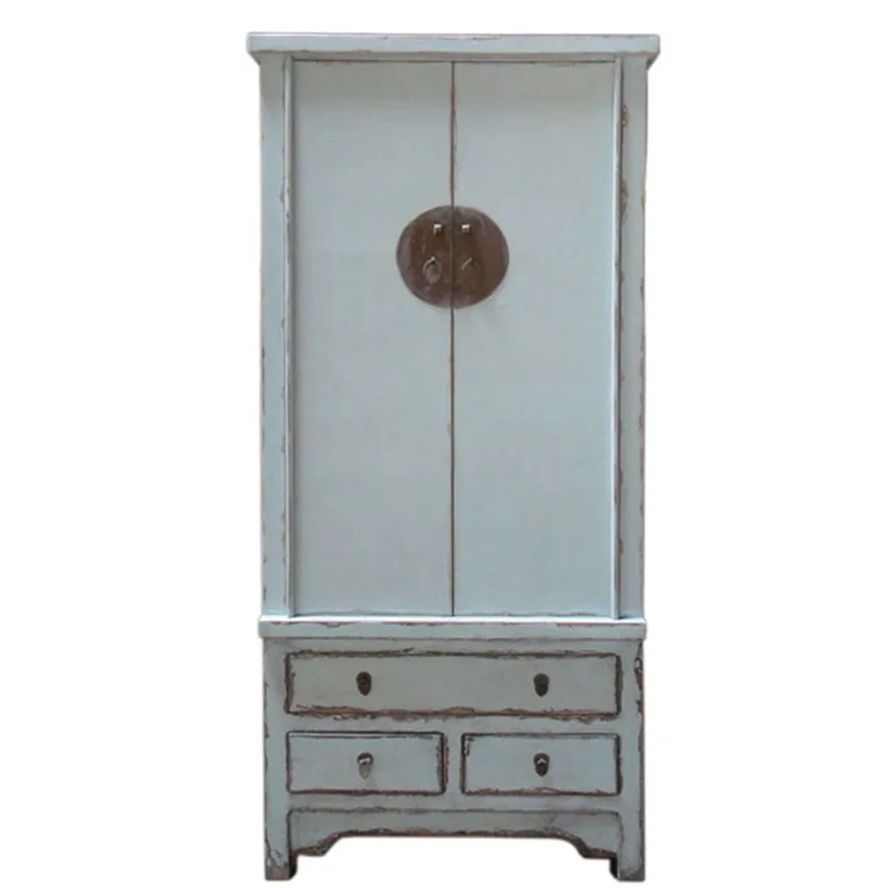 Chinese Antique Asian Furniture Wood Three-drawer Cabinet Wardrobe