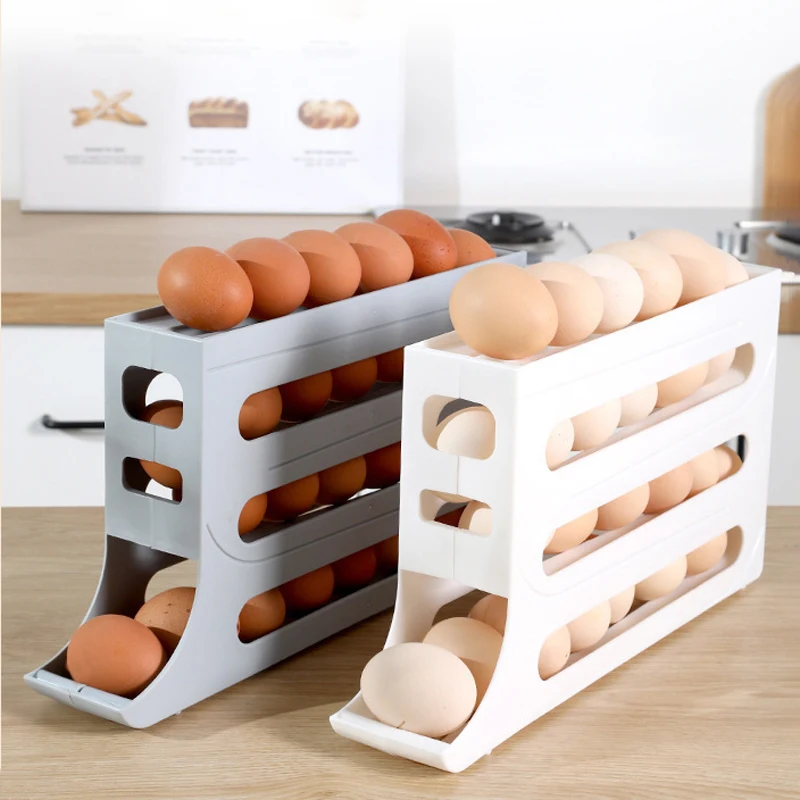 Wholesale Egg Storage 4 Layers Four Tiered Slide Type Kitchen Refrigerator Egg Organizer Container Storage Rack Egg Storage Box