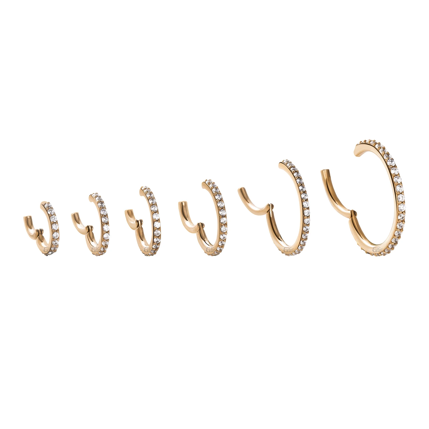 Giometal ASTM F136 Titanium Side Gems Clicker Septum Segment Ring Basic nose jewelry conch piercing Body Jewelry wholesale