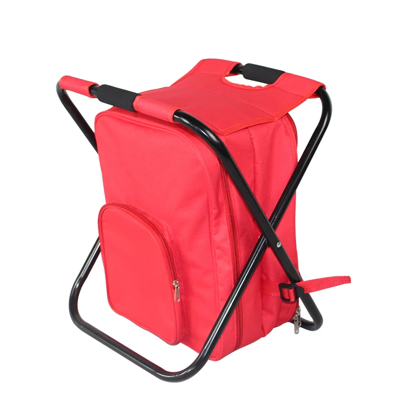 Portable Camouflage Camping Folding Stool Fishing Backpack Chair With Cooler Picnic Bag