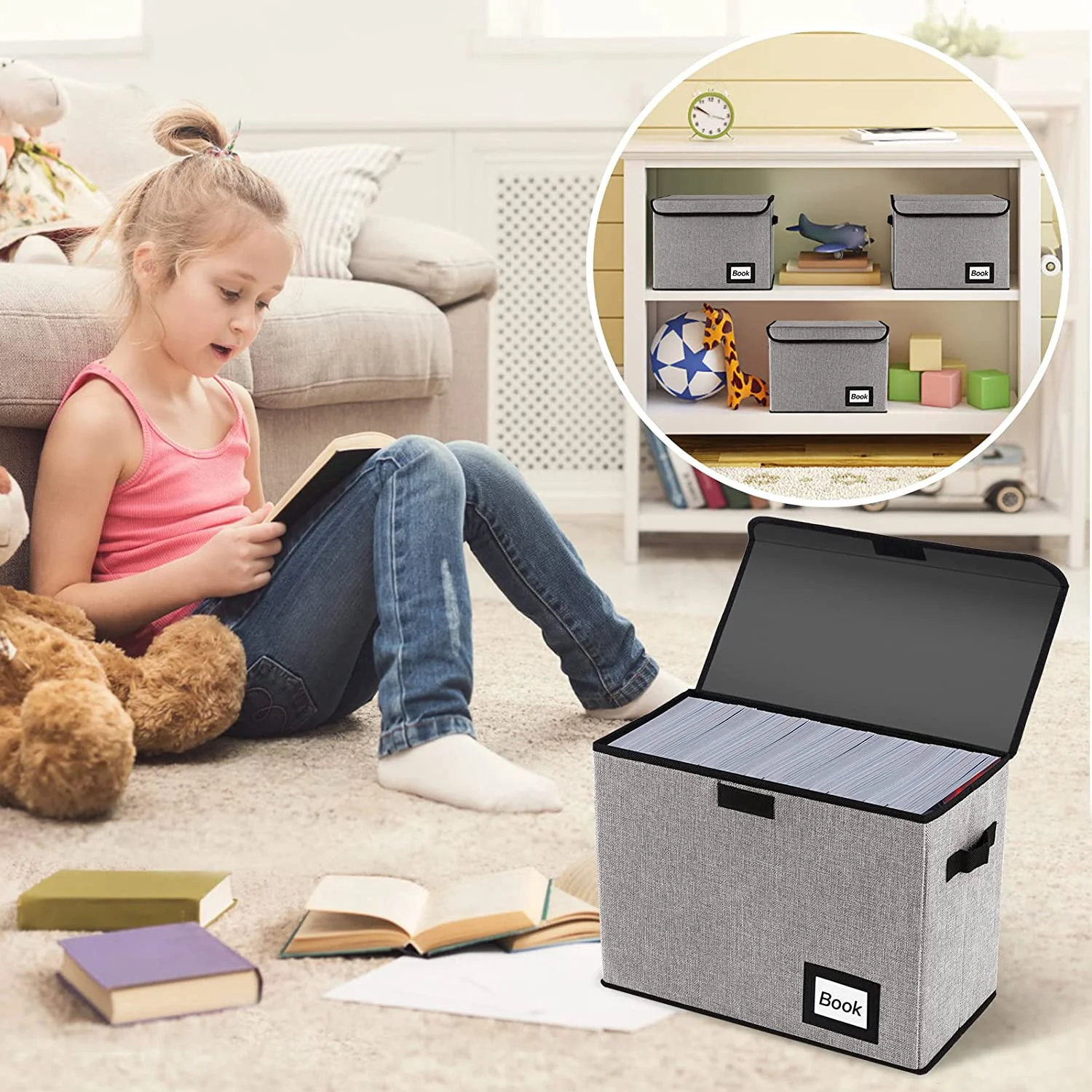 Foldable storage box Library comic book storage box A variety of colors 40.1*19.8*30cm folding storage box