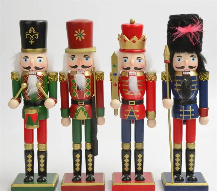 New Product Red Blue Green Hand Painted Puppet Wooden Toys Craft Ornaments Gifts Soldier Christmas Nutcracker