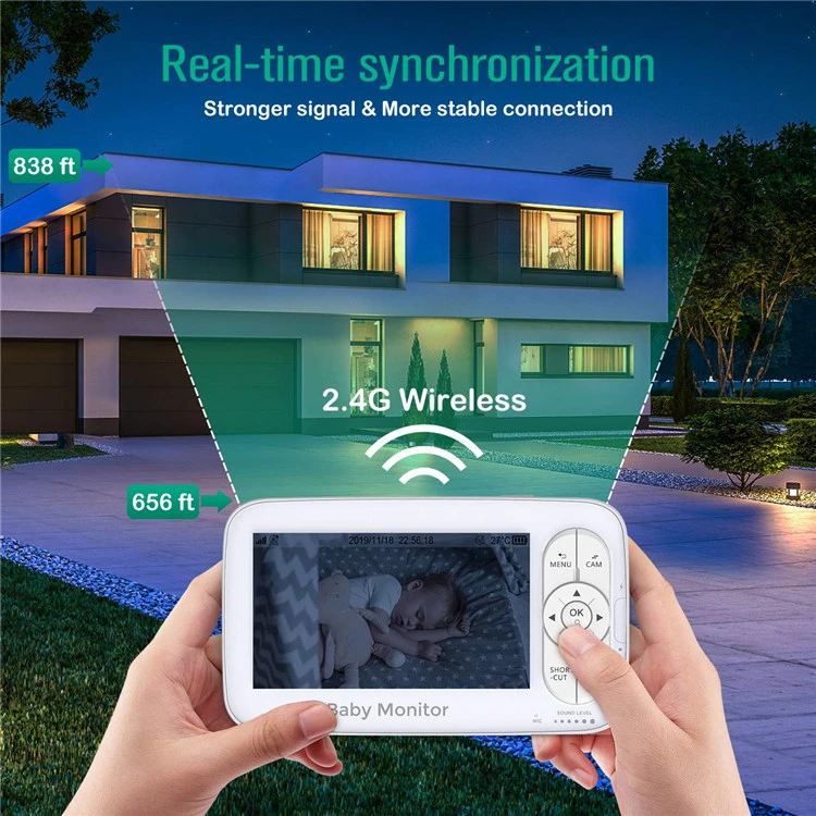 Factory Hot Selling Sound Detection 5 inch HD Display Wireless Video Baby Monitor Bundled with Baby White Noise Sound Machine