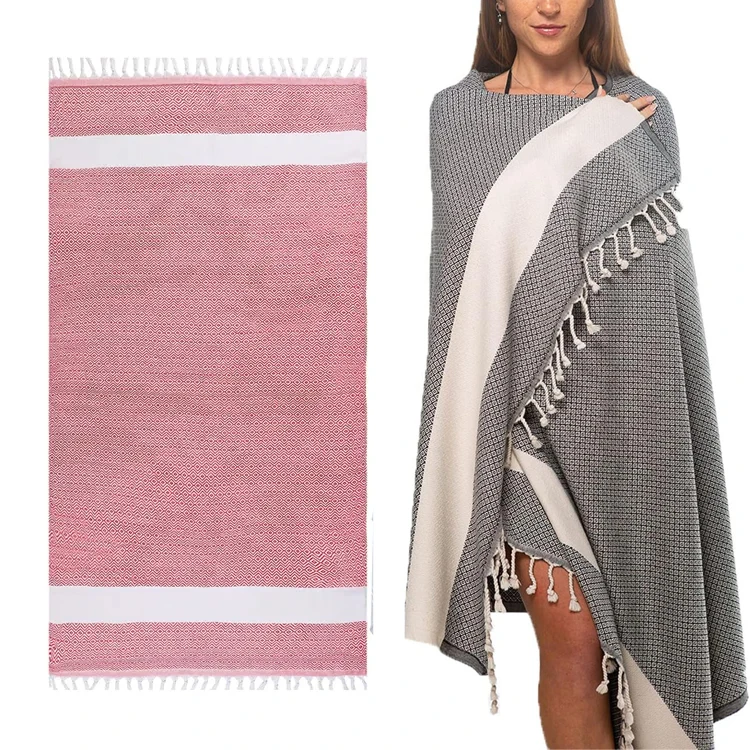 Hot Sale 100% Turkish Cotton Beach Towel Custom Wholesale Turkish Beach Towels White With Tassels