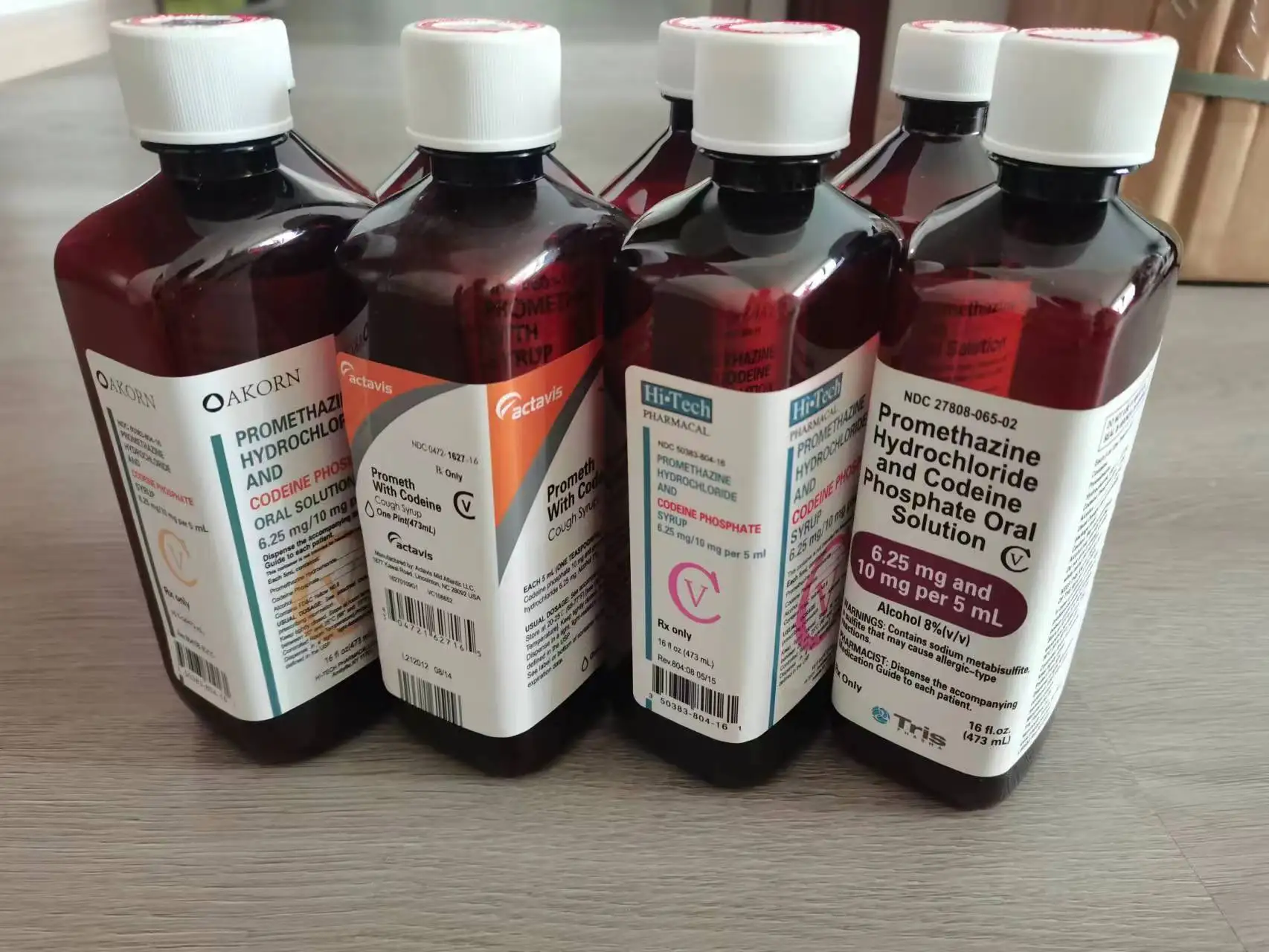 16oz 473ml Empty Amber Cough Syrup Wockhardt Hi-tech Tris Plastic Bottle with CRC Lids and Aluminum Foil Seals