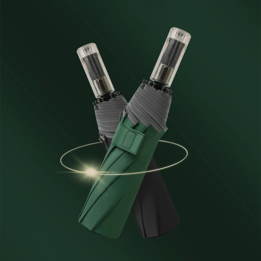 Creative Mechanical Handle Automatic Umbrella Reflective Business Umbrella UV Resistant Umbrella