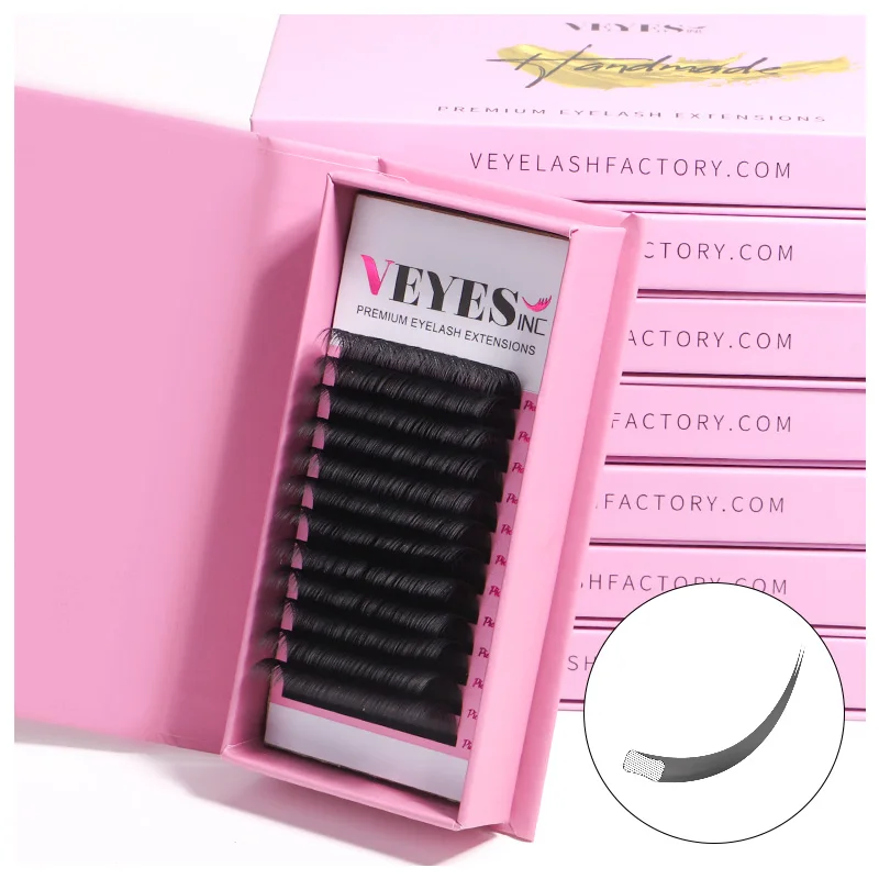 VEYES inc Private Label flat ellipse lashes 0.25 Super soft matte cashmere flat individual lash korean pbt fiber eyelashes