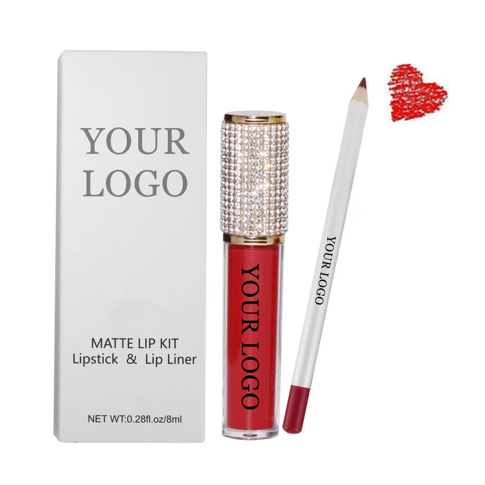 
New arrival rouge a levre mat long lasting matte liquid lipstick kit customizible matte lip liner lipgloss set  (1600266499814)