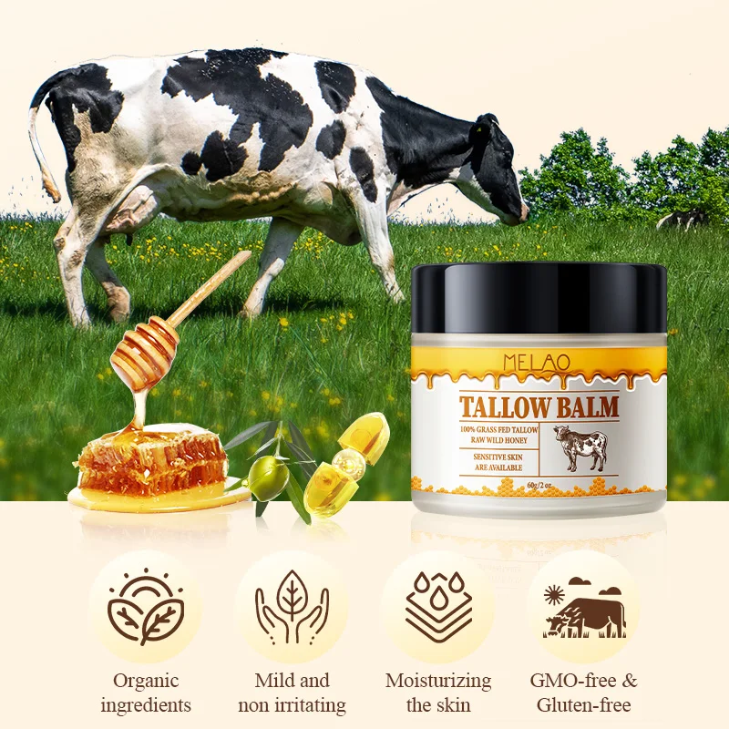 Beef Tallow Balm Skincare Balm Grass Fed Beef Tallow Body Face Moisturizer Whipped Tallow Balm For Face