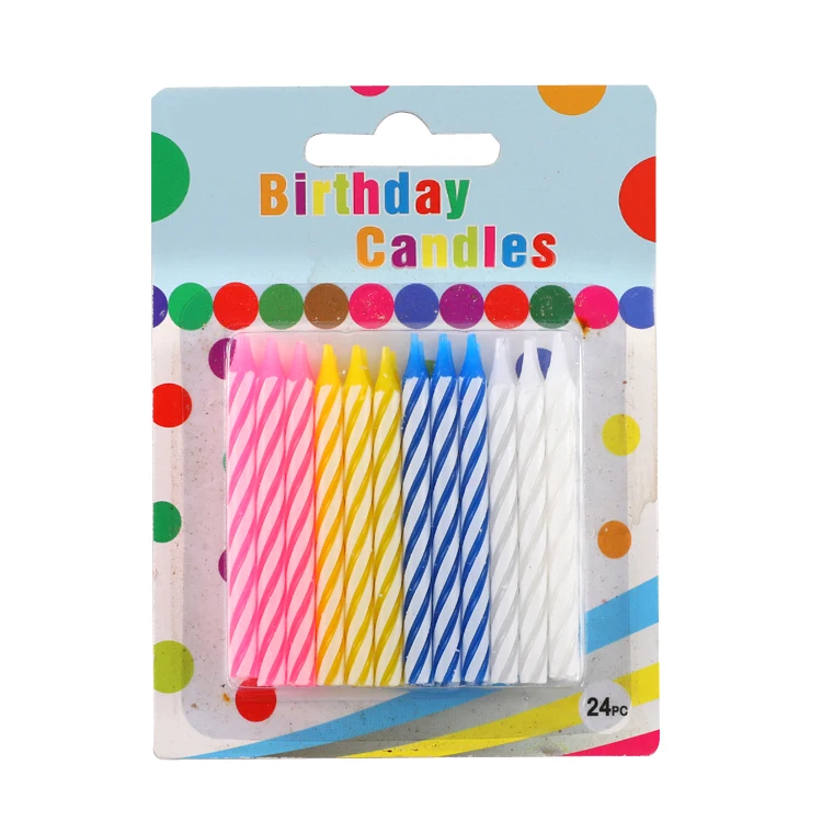 Multi-colored Toothpick paraffin wax Smokeless Cake Magic Spiral for Party Decor Thread colorful birthday candle stick 24pcs/set