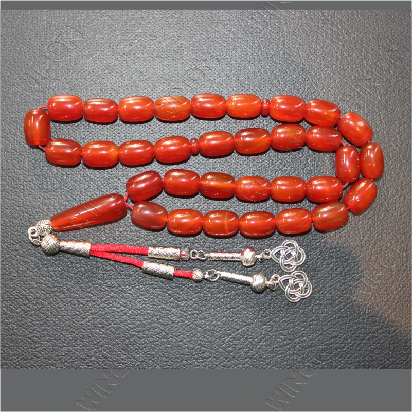 10*14 мм Настоящий камень Aqeeq мусульманские четки Молитвенные Четки Tasbih красный агат исламские украшения Islam Eid Ramadan новогодние подарки