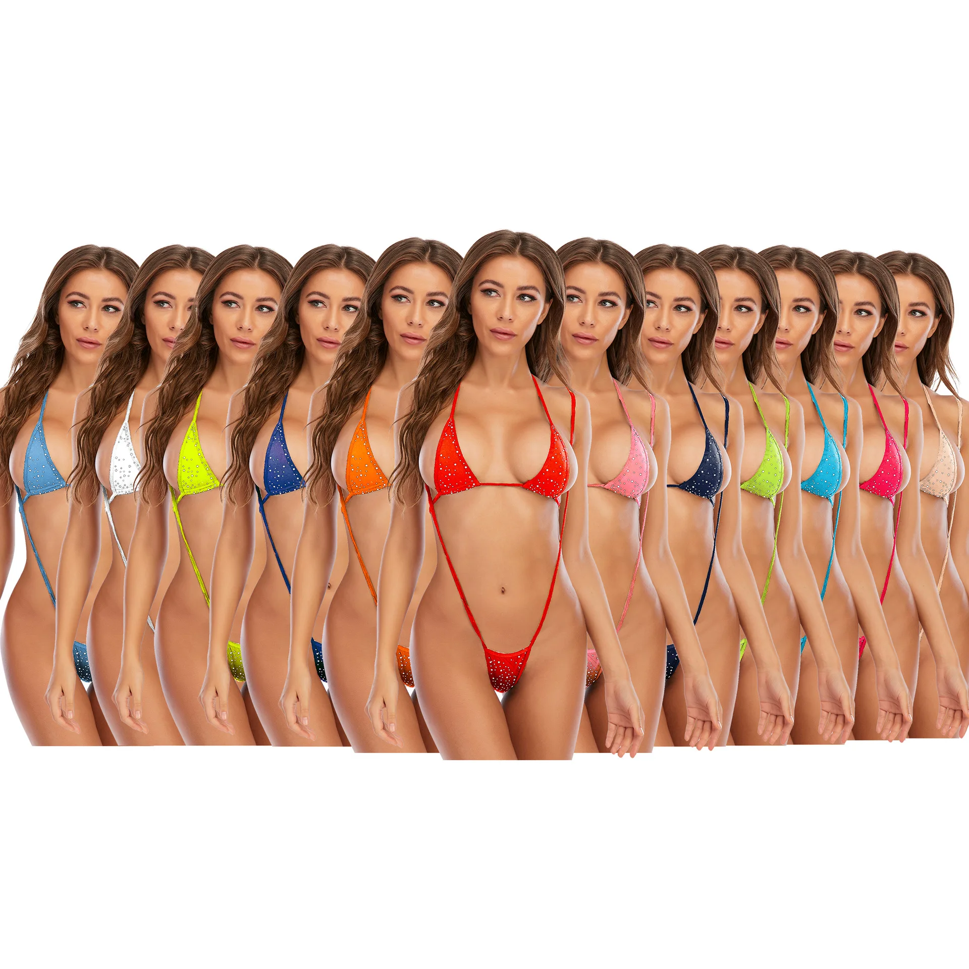 Wholesale Exotic Dance wear Pole Stripper Outfits Sexy Bikinis Sets Rhinestone Lingerie for Mature Women