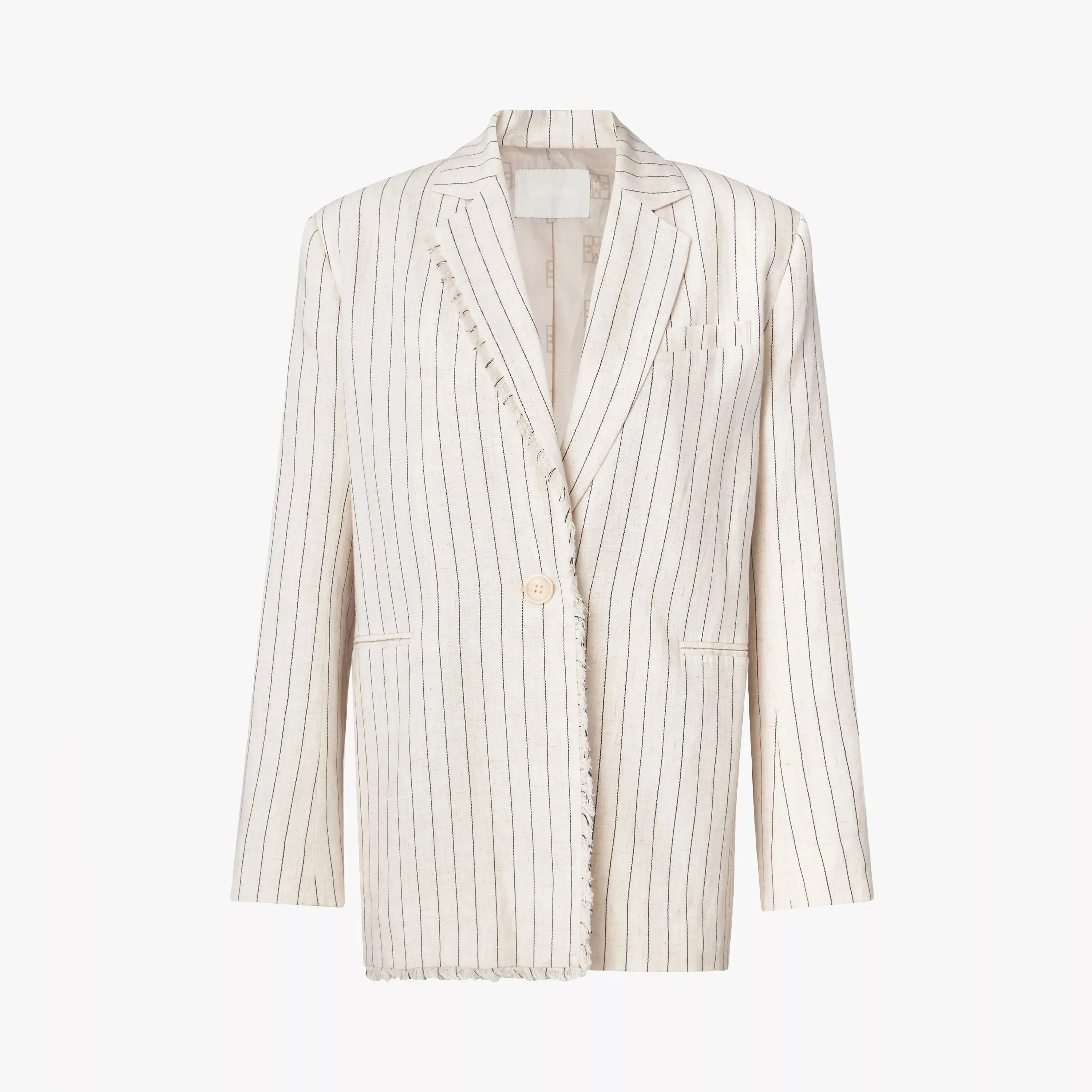 High Quality Fashion Trend Custom Women Oversized Linen Pinstripe Blazer Long Sleeve Outwear Linen Blazer For Women